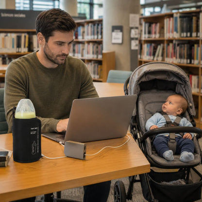 chauffe biberon portable CozyMilk noir boire bibliothèque