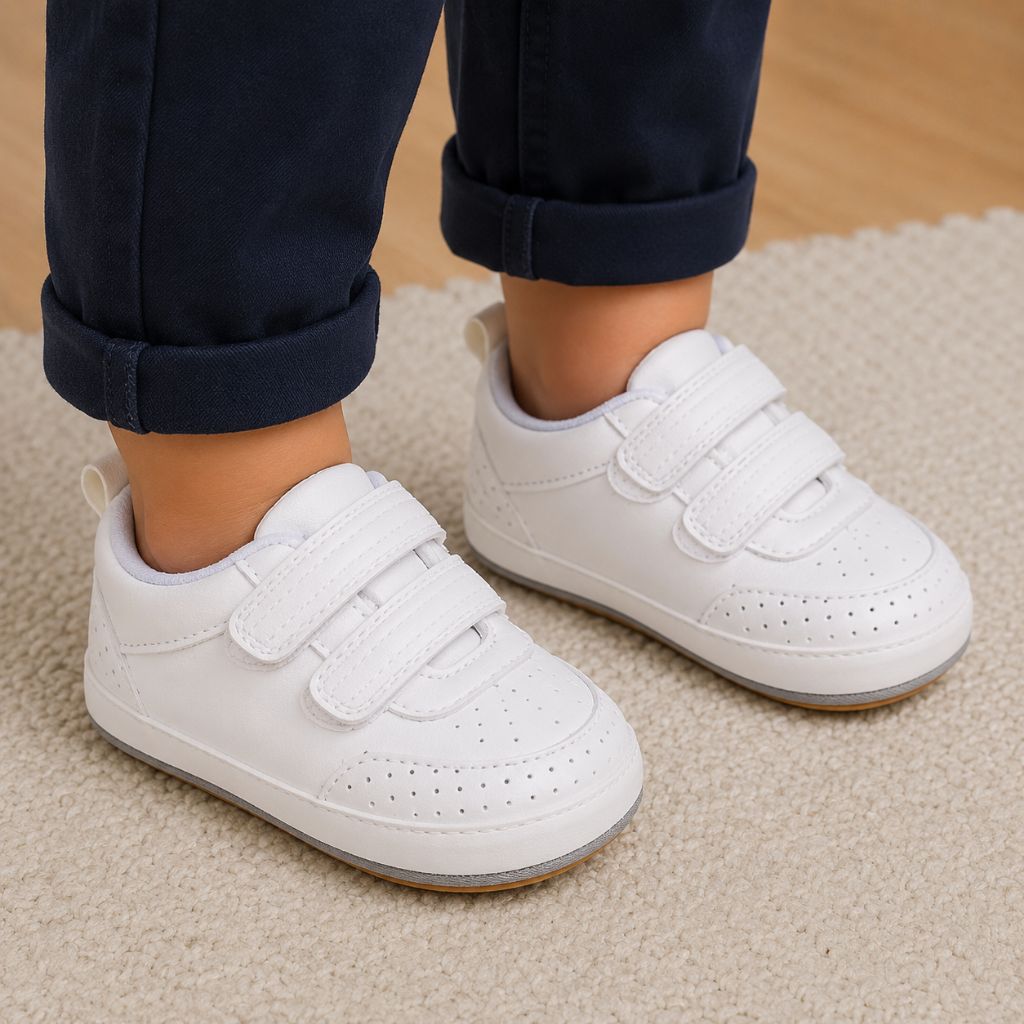chaussure bébé garçon NéoPas blanche semelle bonne adhérence