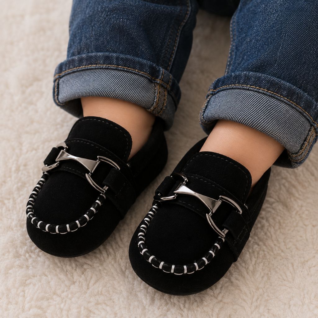 chaussure bébé garçon Paséo noire design mocassin