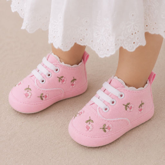 chaussure bebe fille Eden rose reste en place
