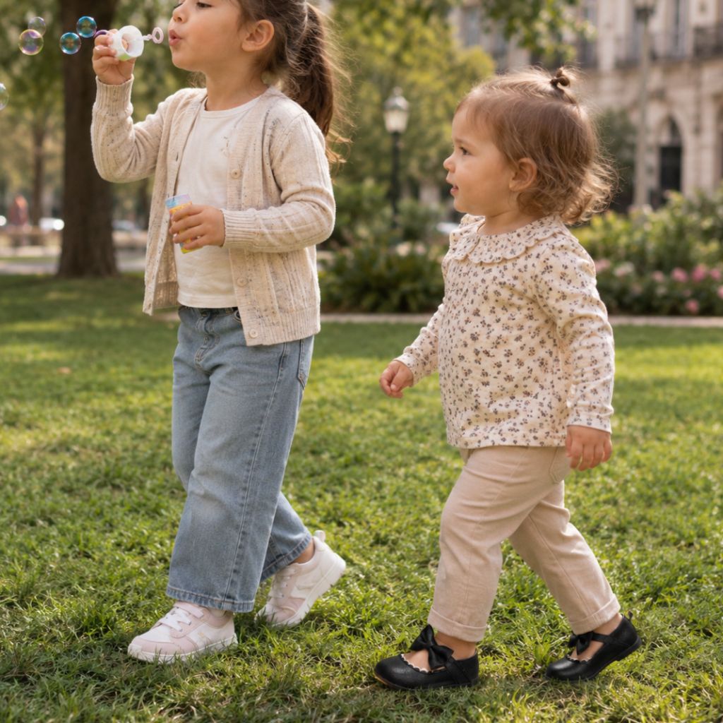 chaussure bebe fille Pika noire bulles sœur