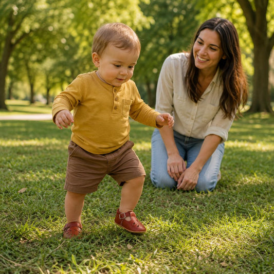 chaussure bebe Paseo marron marche facile herbe