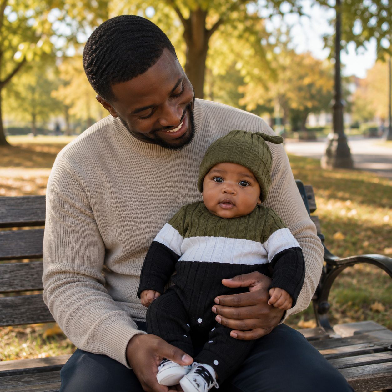 combinaison bebe Tendrel kaki journée douce automne papa