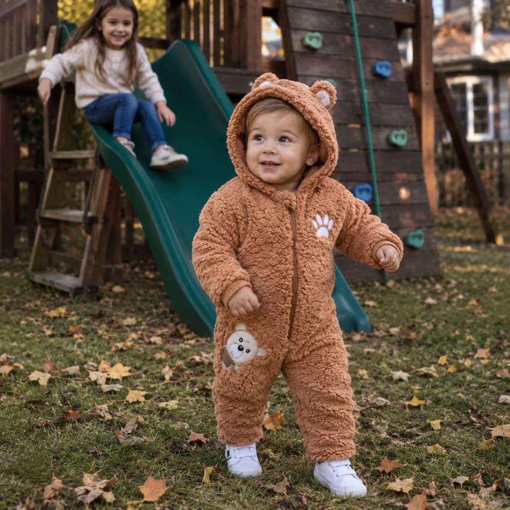combinaison bebe Velya marron glisser maison matin frais