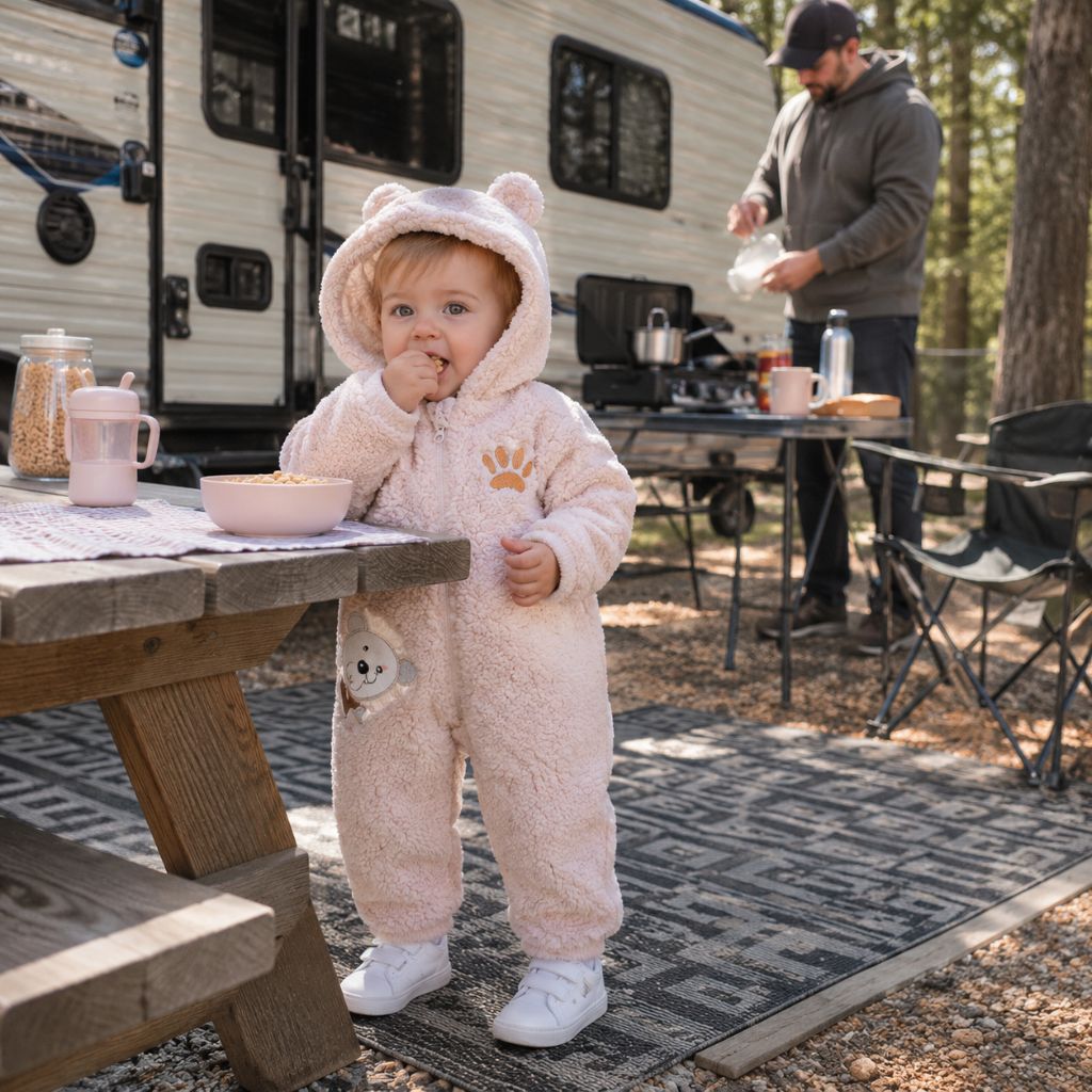 combinaison bebe Velya rose matin frais camping