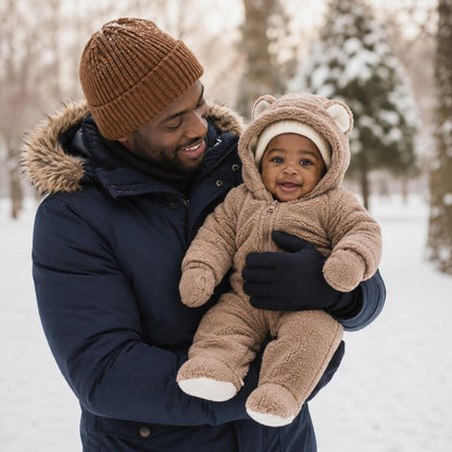 combinaison hiver bebe Cozimini marron chaleur papa