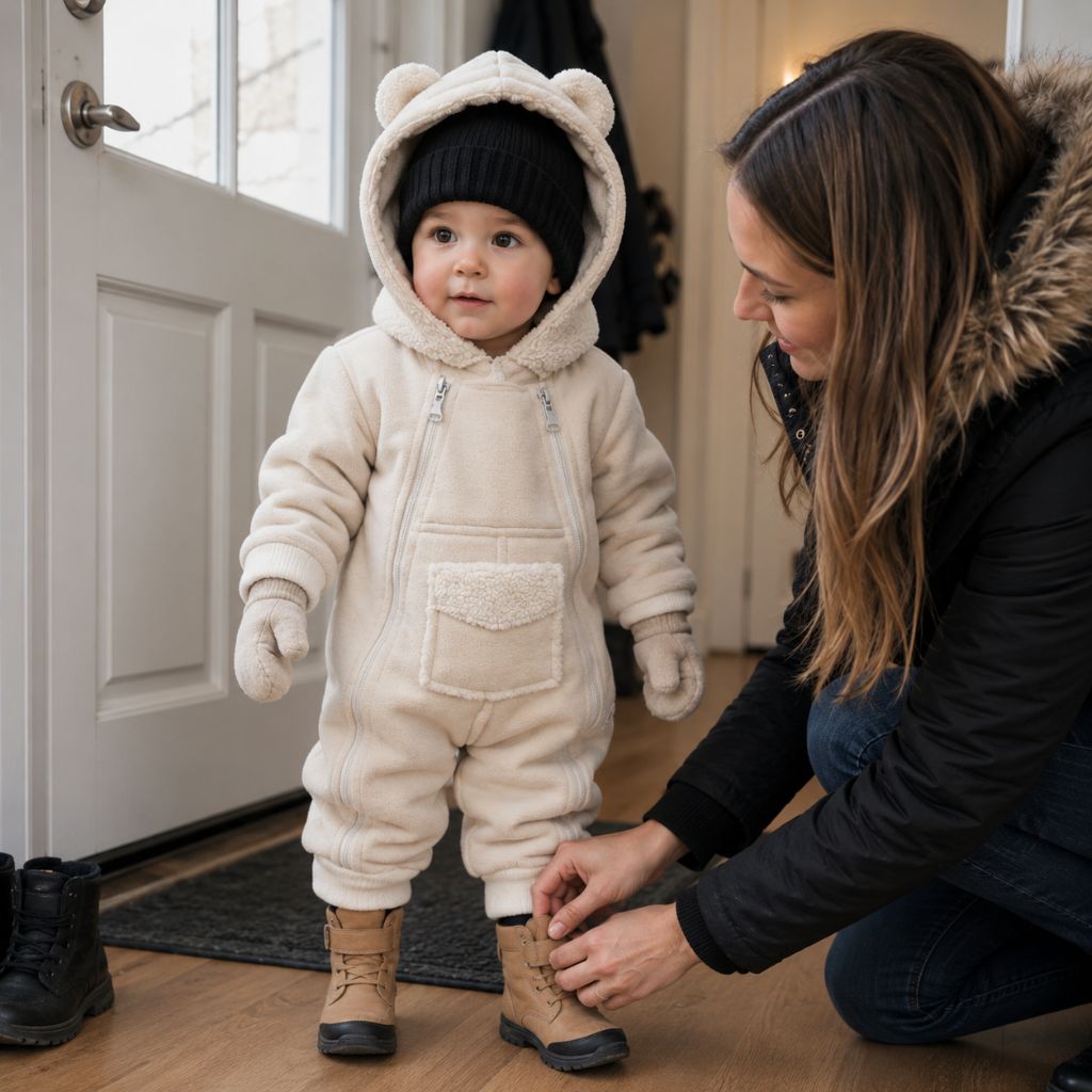 combinaison hiver bebe Milo blanche préparation sortie