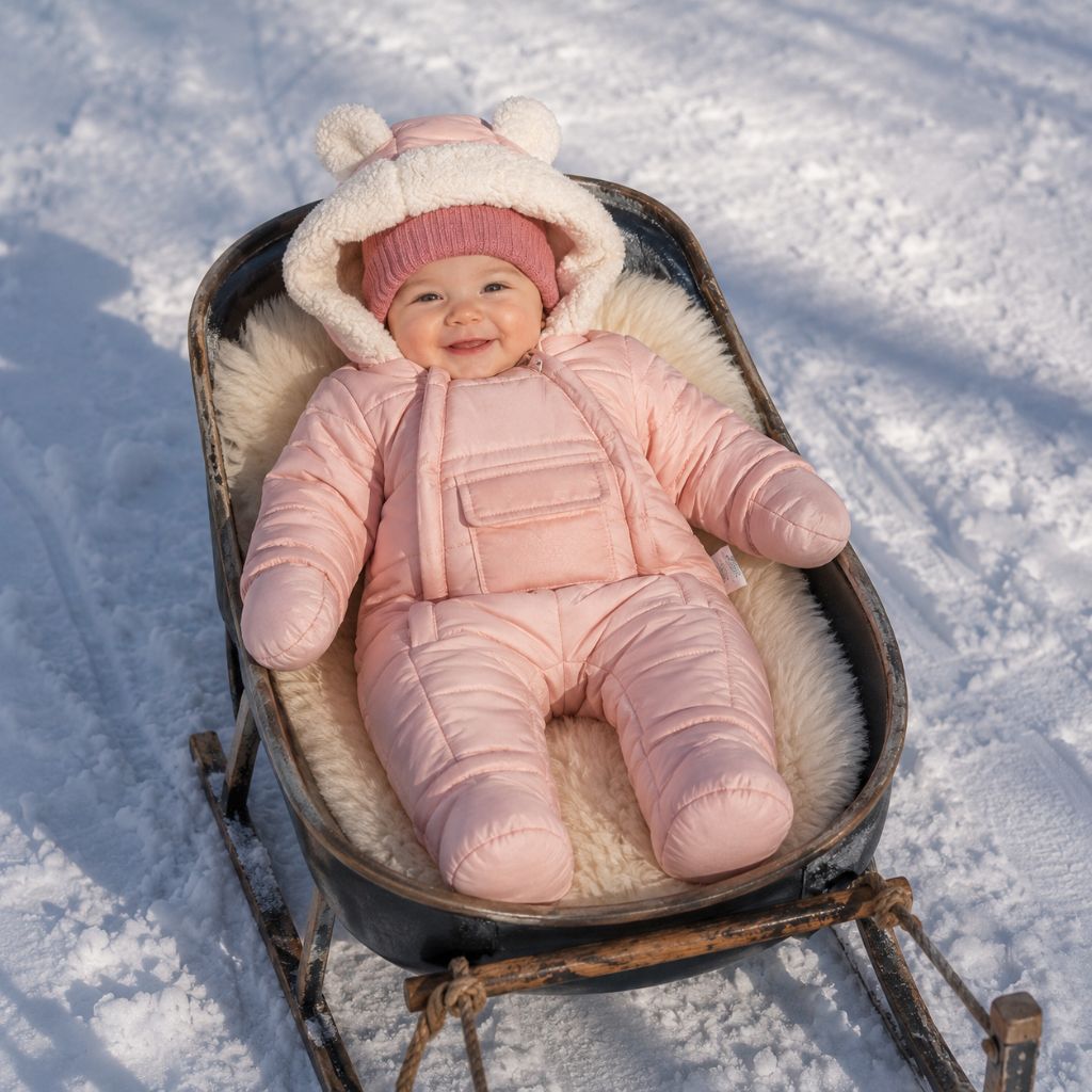 combinaison hiver bebe Nidou rose traineau soleil hiver