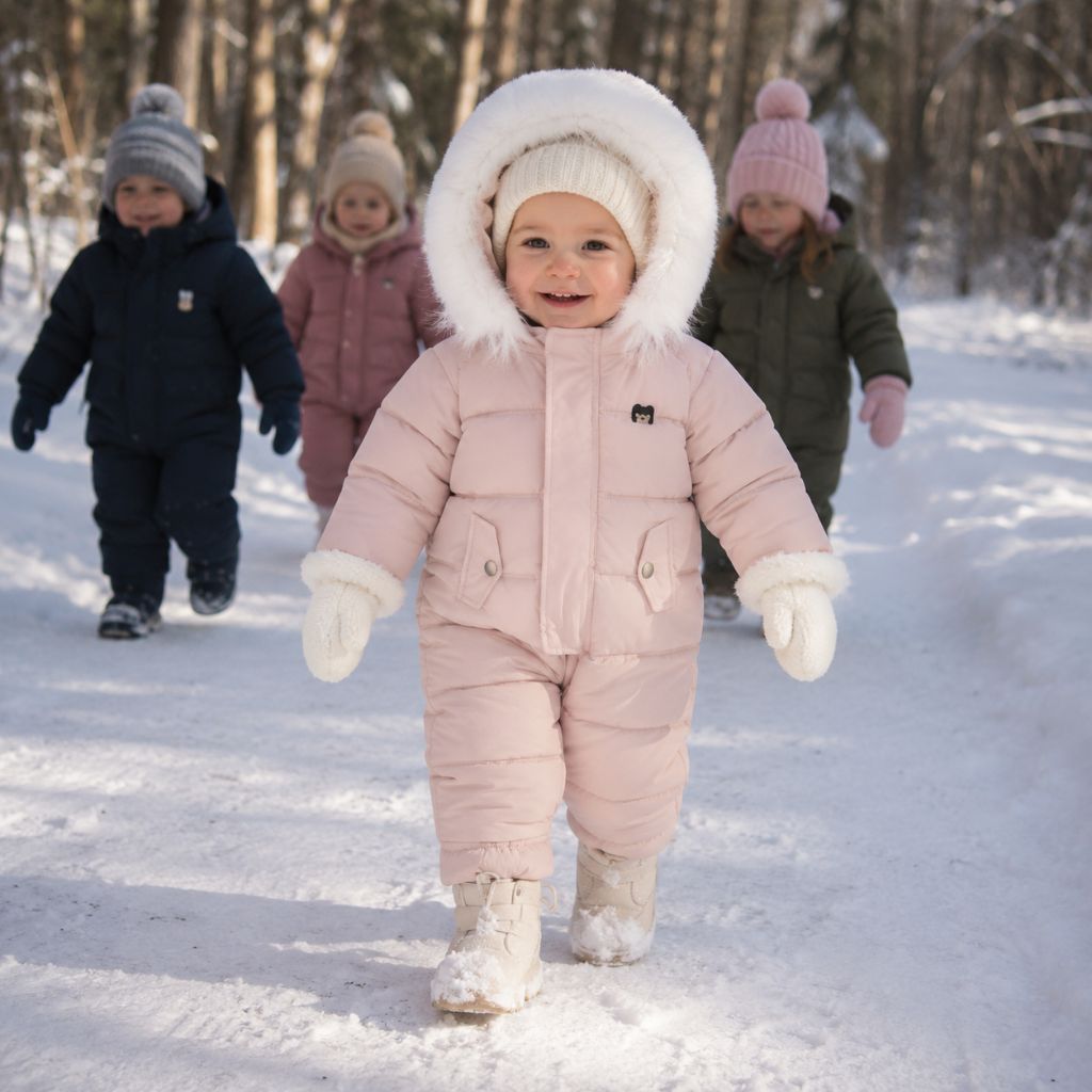 combinaison hiver bebe Yukon rose sentier neige amis