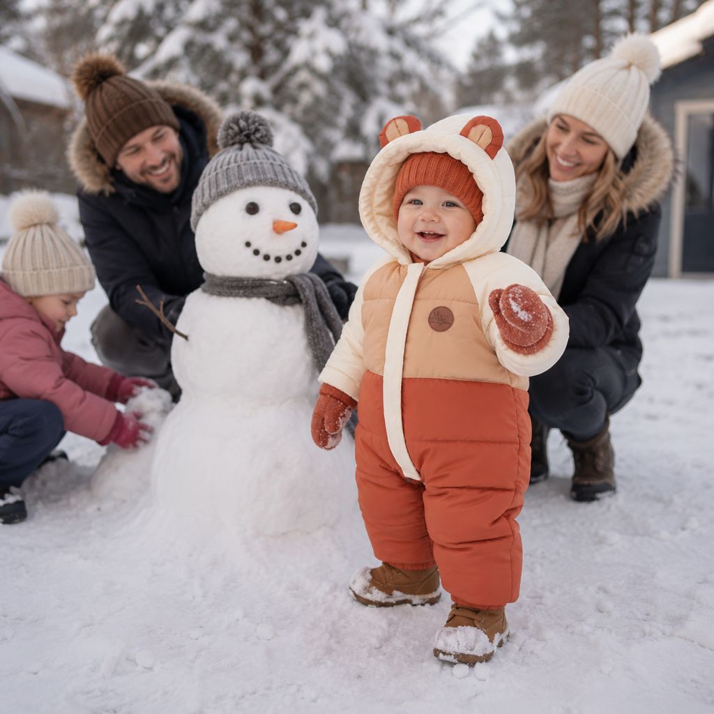 combinaison hiver pour bebe Blizzard orange bonhomme neige