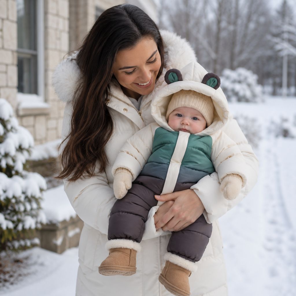 combinaison hiver pour bebe Blizzard verte oreilles mignonnes