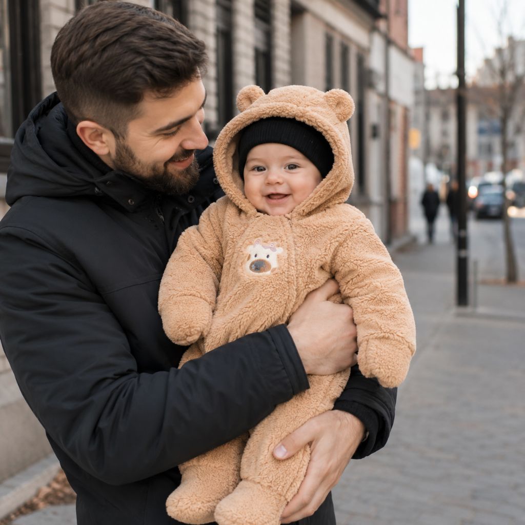 combinaison hiver pour bebe Lovy marron  papa automne