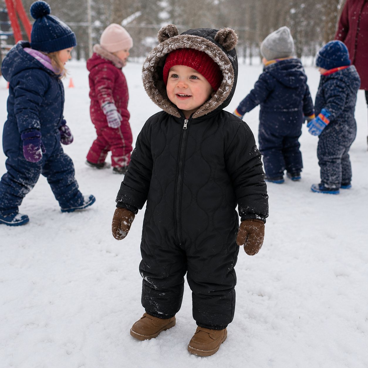 combinaison hiver pour bebe Lunea noire jouer neige