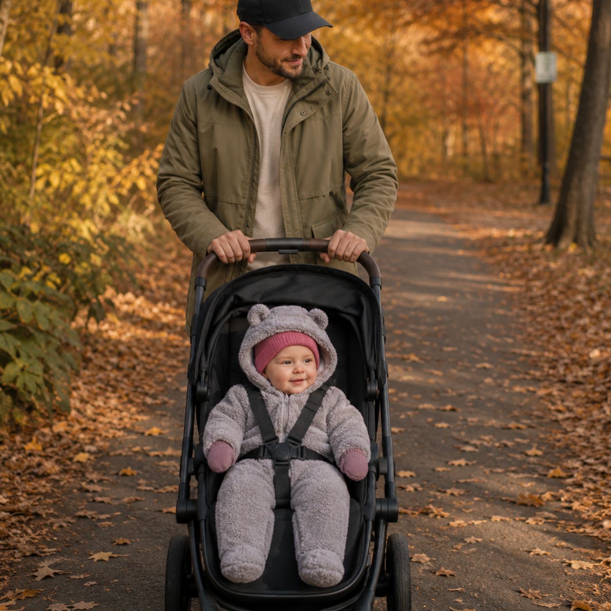 combinaison pour bebe Azelia grise feuilles d'automne