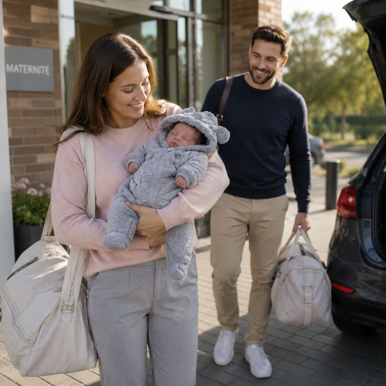 combinaison pour bebe BebeZen grise sortie maternité