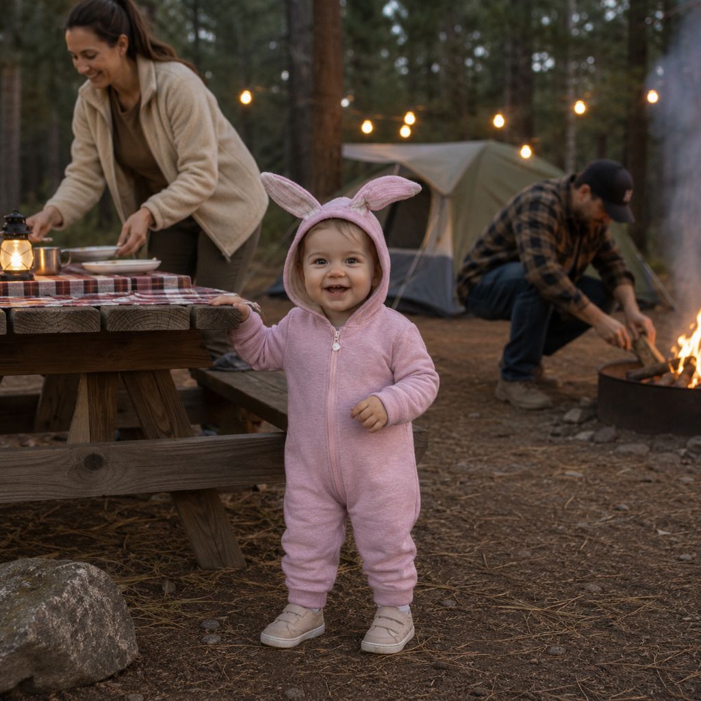 combinaison pour bebe Éloria rose soirée camping
