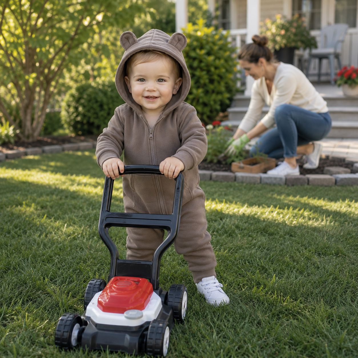 combinaison pour bebe Little Nest brune jouer dehors