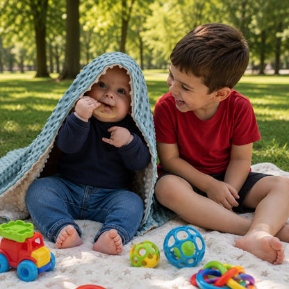 couverture bebe Douillette verte faire coquin parc frère
