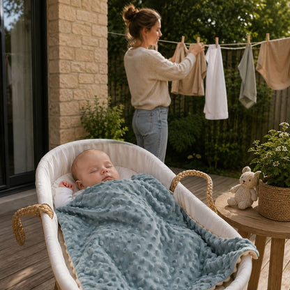 couverture bebe Douillette verte dodo terrasse 