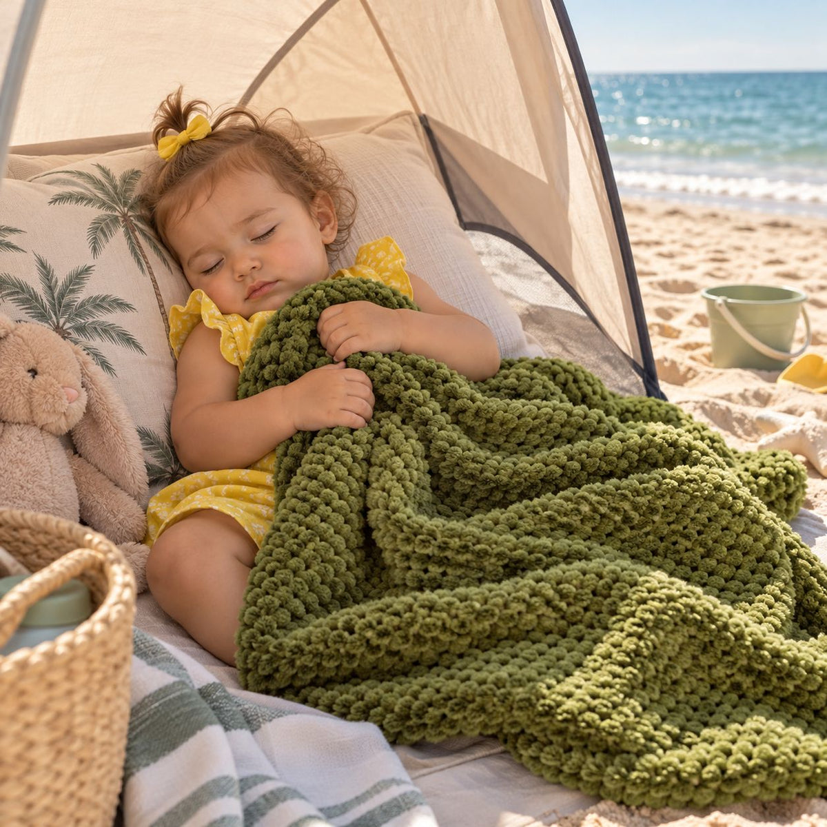 couverture bébé Bulle verte sieste cosy plage