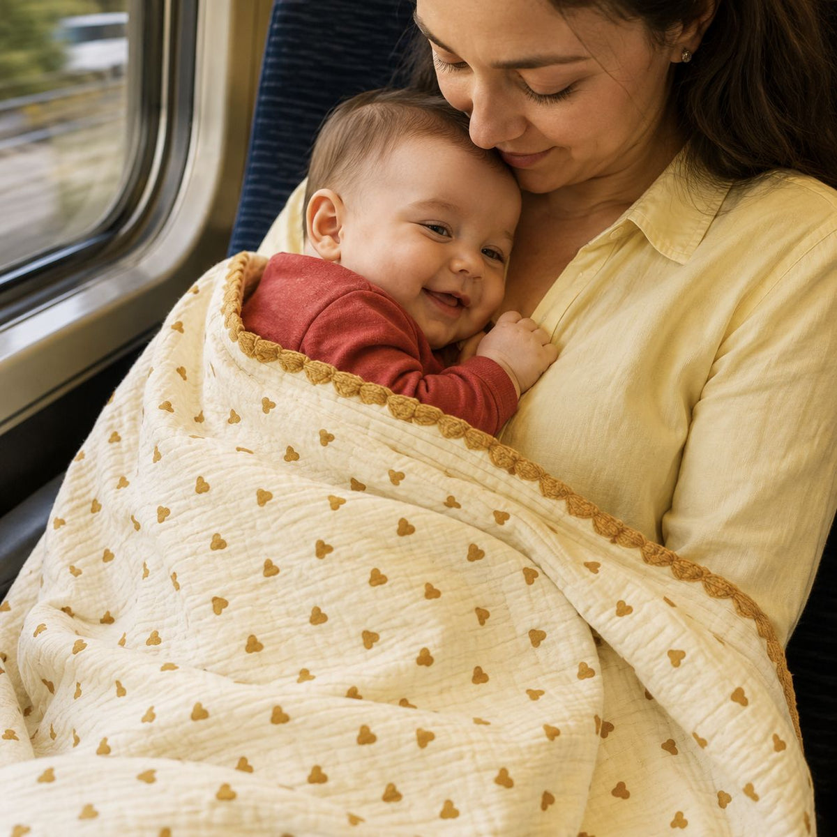 couverture bébé Nid Doux voyage train collé