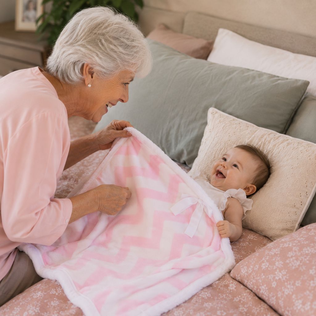 couverture bébé Petit Rêve cache-cache mamie