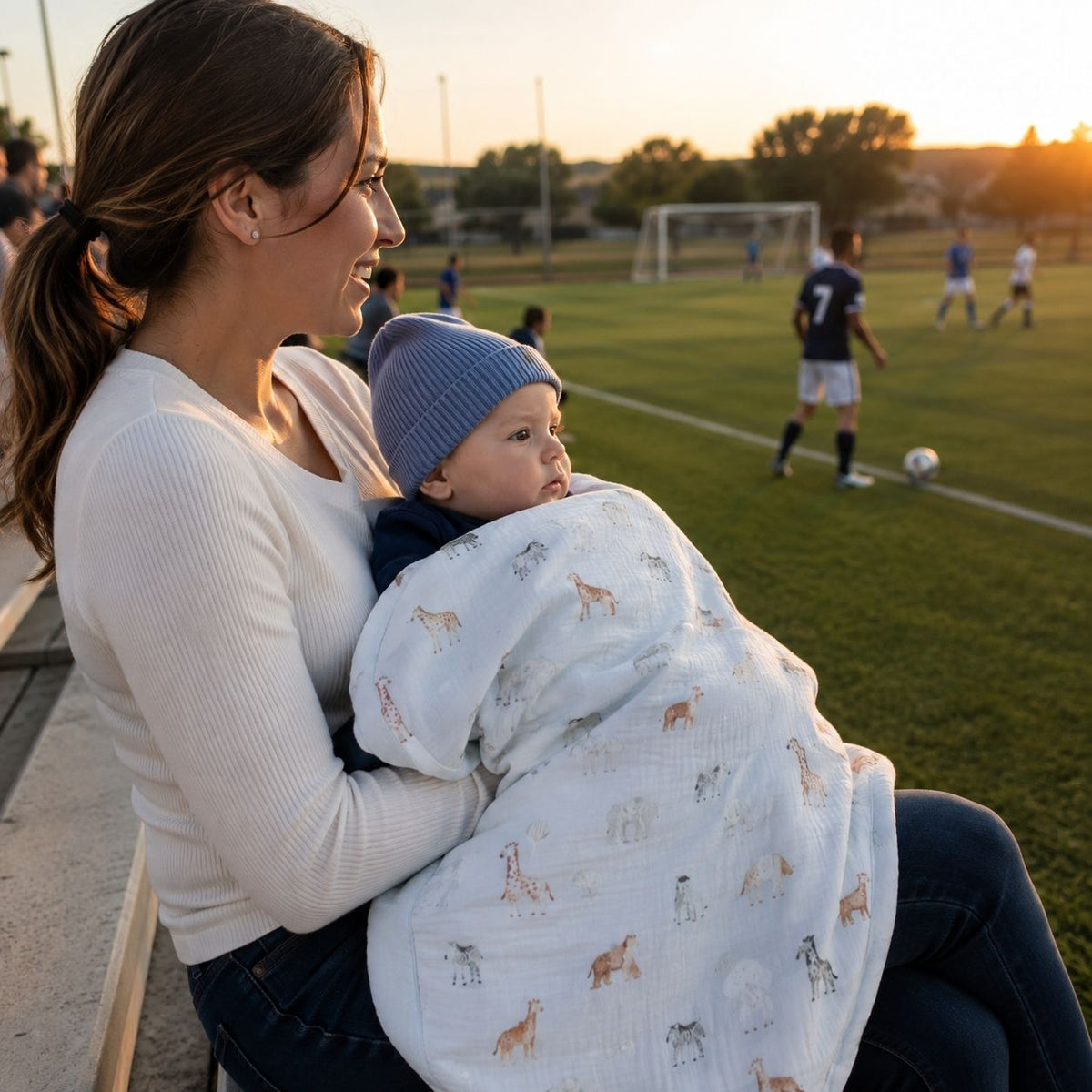 couverture bebe Murmure animaux savane match foot maman