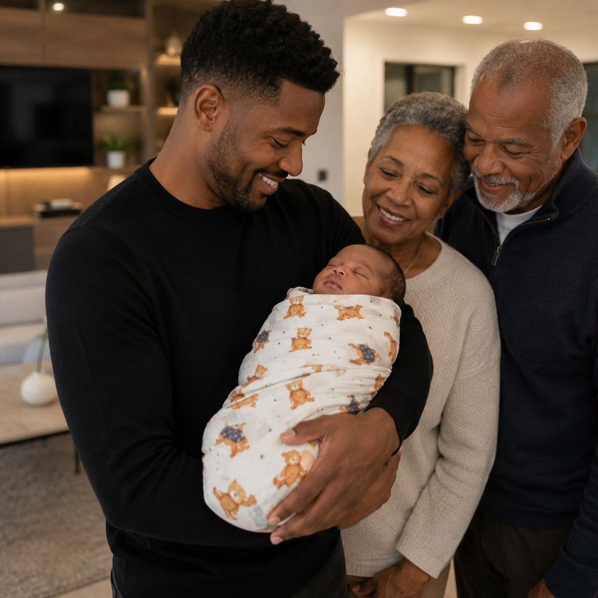 couverture bebe Murmure oursons visite grand-parents papa