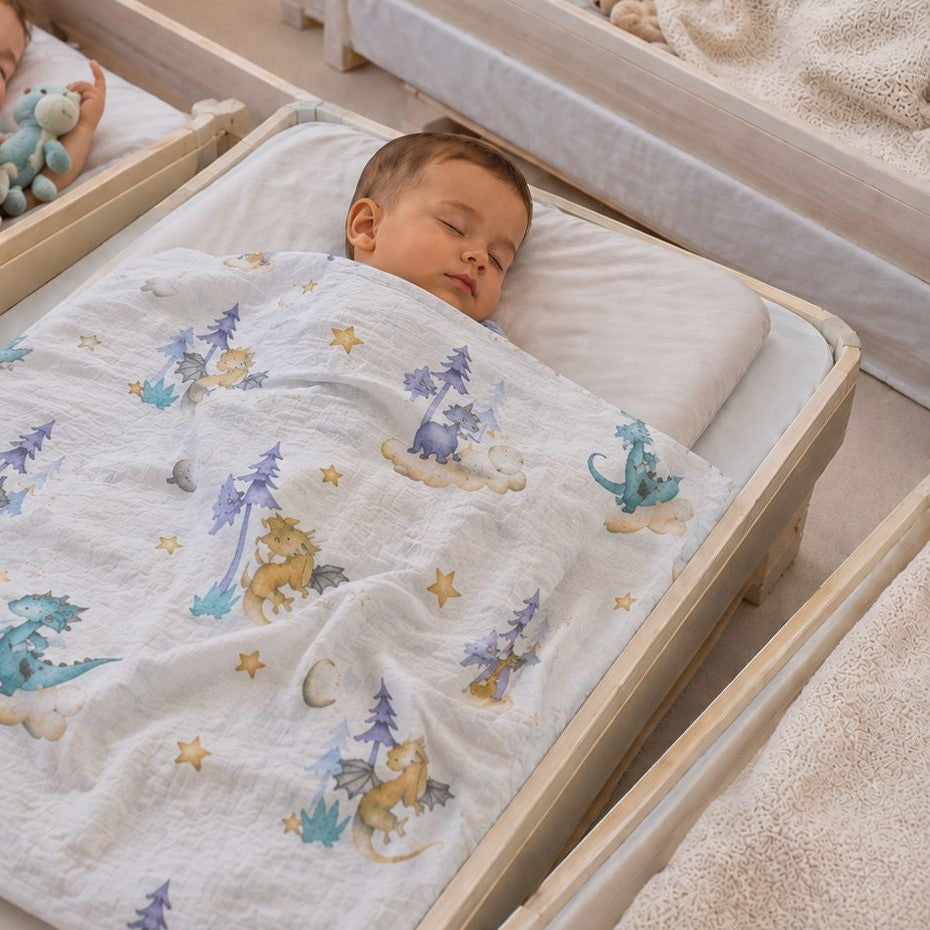couverture bebe Petit Bambou dragons bon dodo garderie
