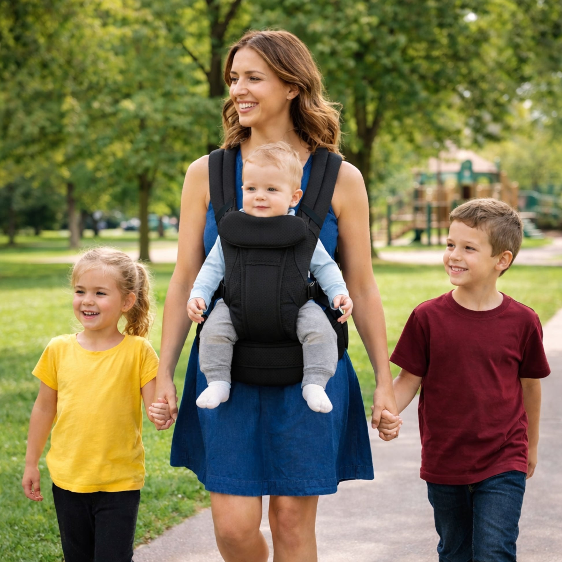 Les promenades sont douces avec bébé dans son porte bébé 