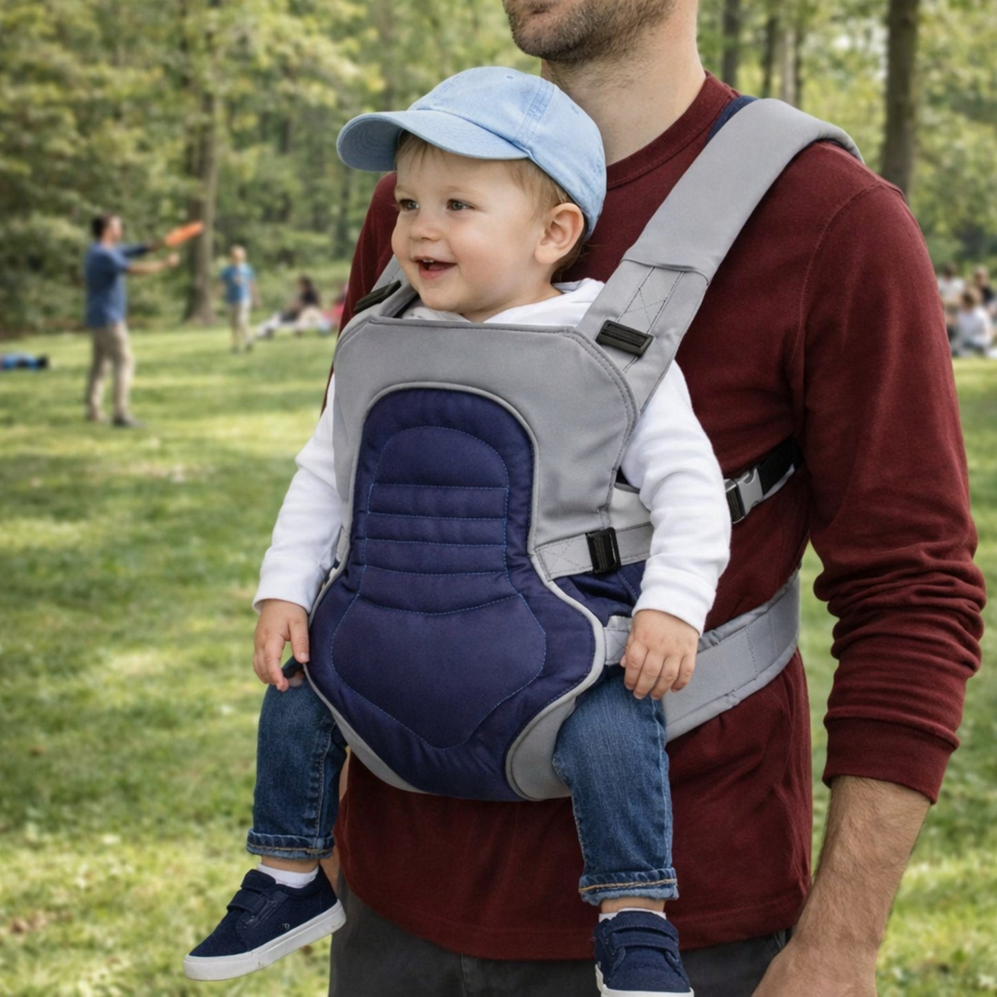 exploration parc avec porte bébé randonnée Petit Horizon
