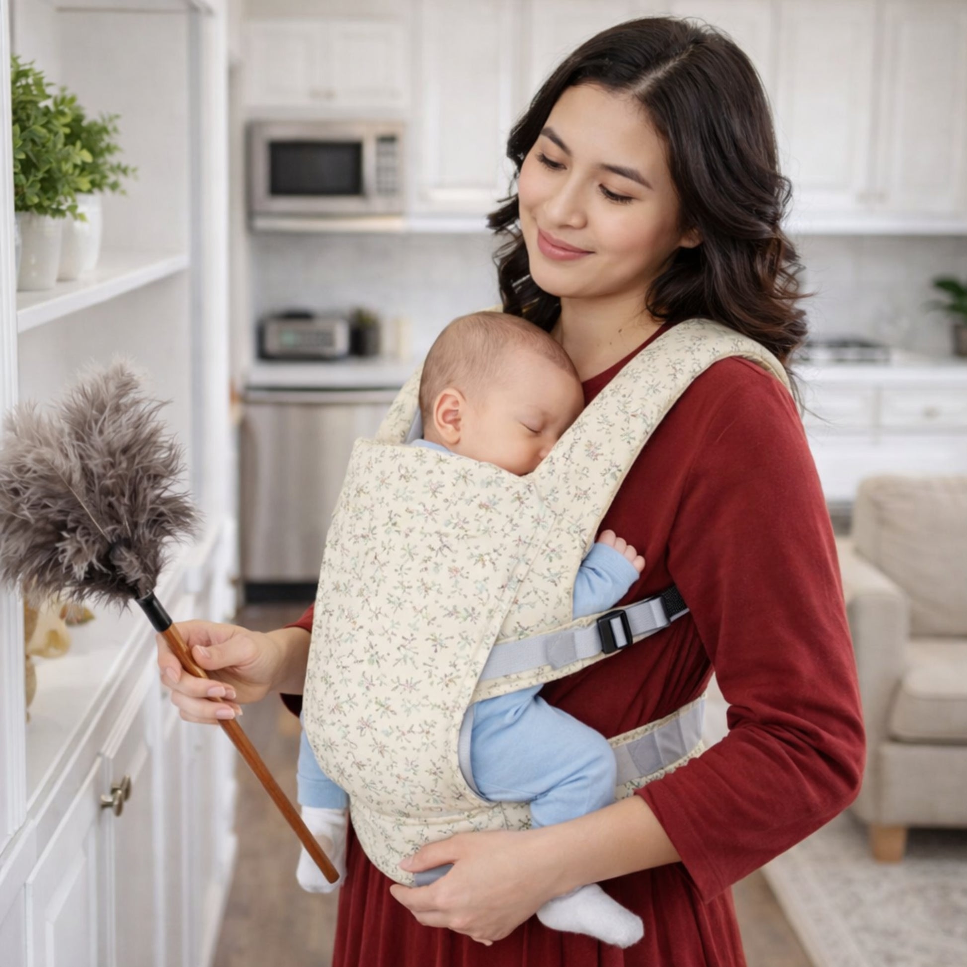 faire tâches bébé  position en M porte bebe physiologique Doux Compagnon 