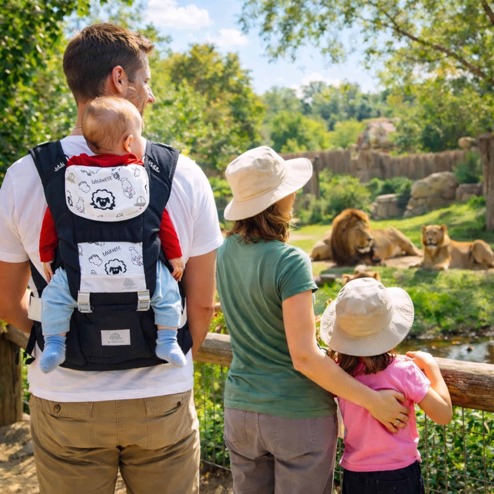 Journée famille au zoo avec notre porte bébé ergonomique c'est facile