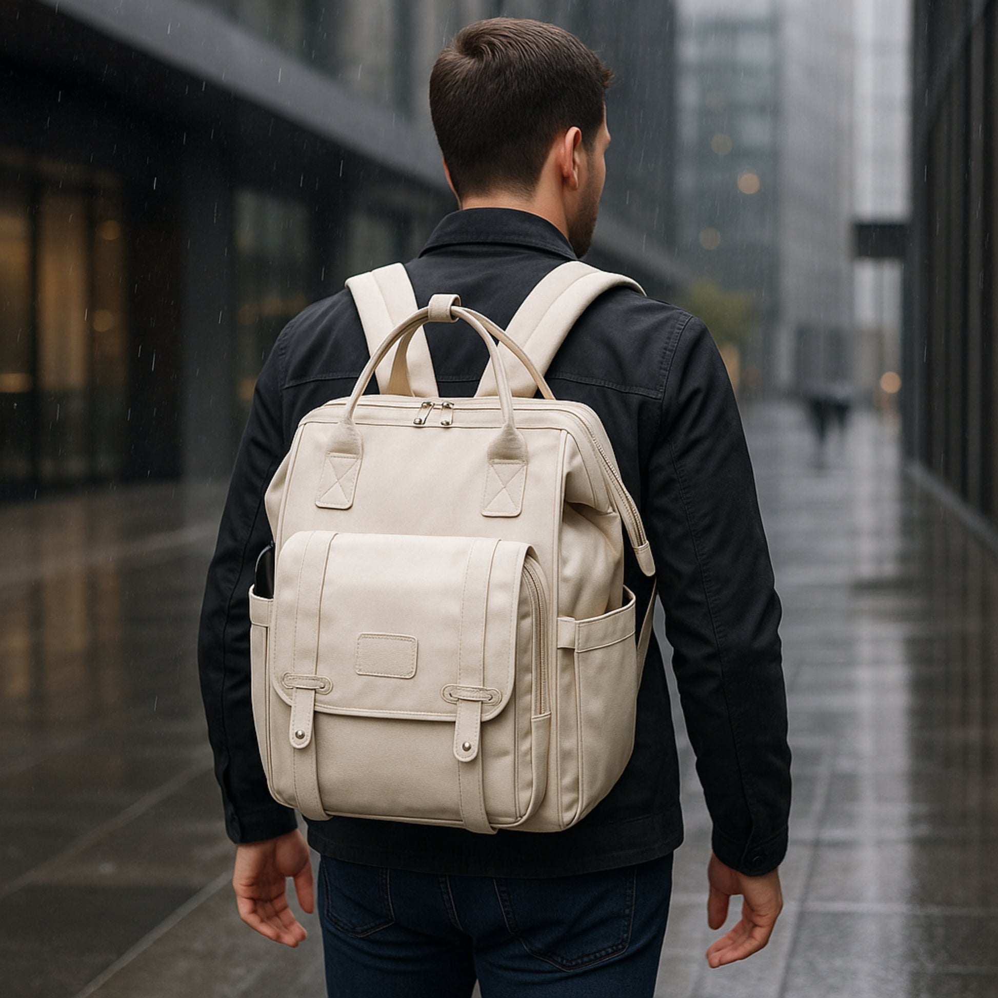 Sortie à l'extérieure même les jours de pluie avec ce sac à dos à langer
