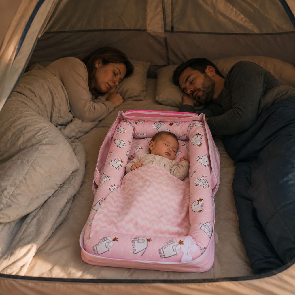 lit bebe de voyage BAbyNest éléphants dormir camping tente