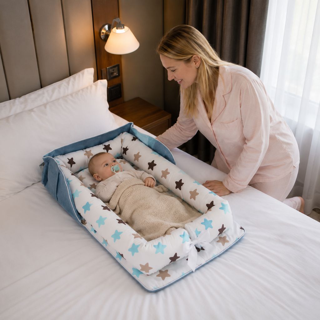 lit bebe de voyage BabyNest étoiles nuit hôtel