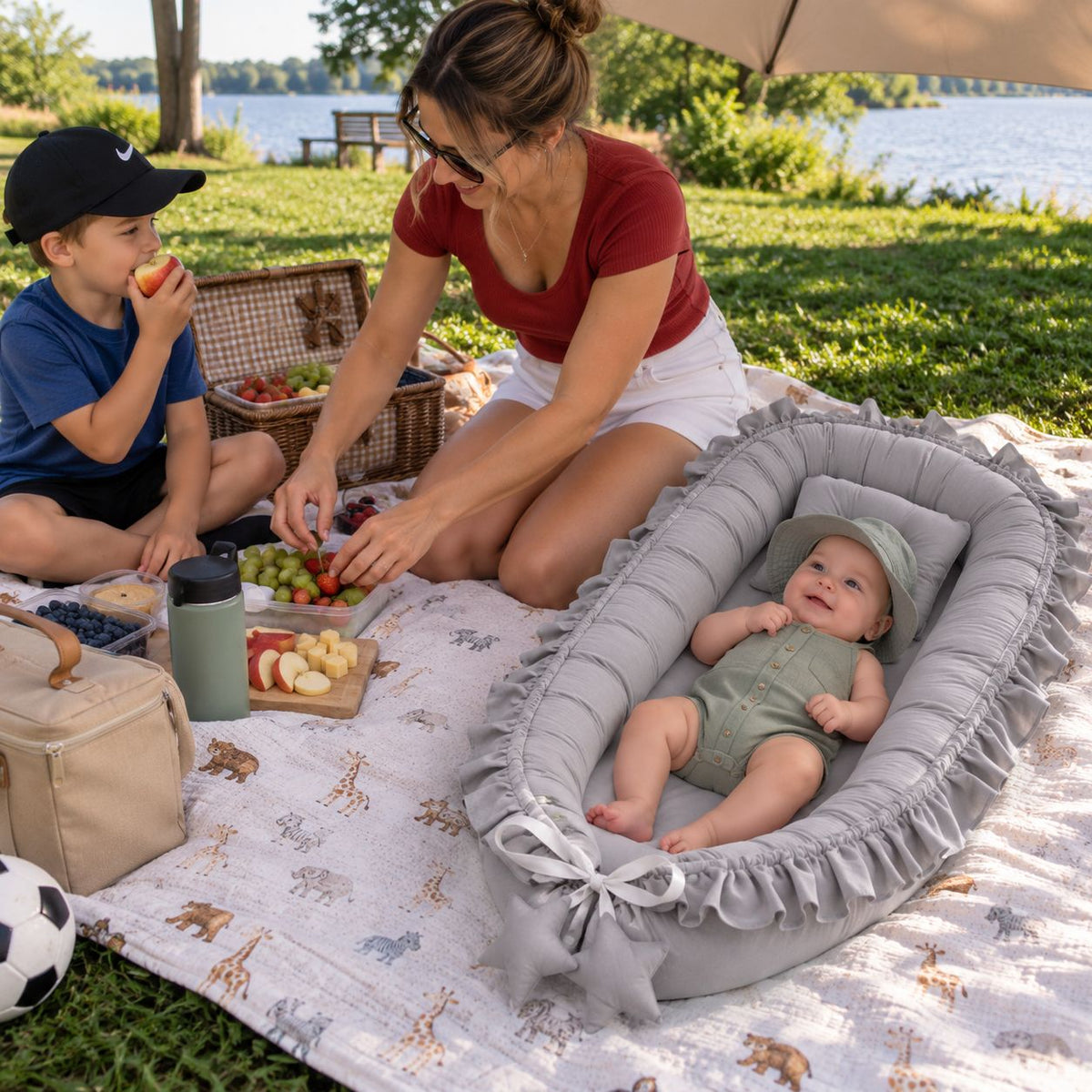 lit bebe de voyage Voyageur gris pique-nique famille