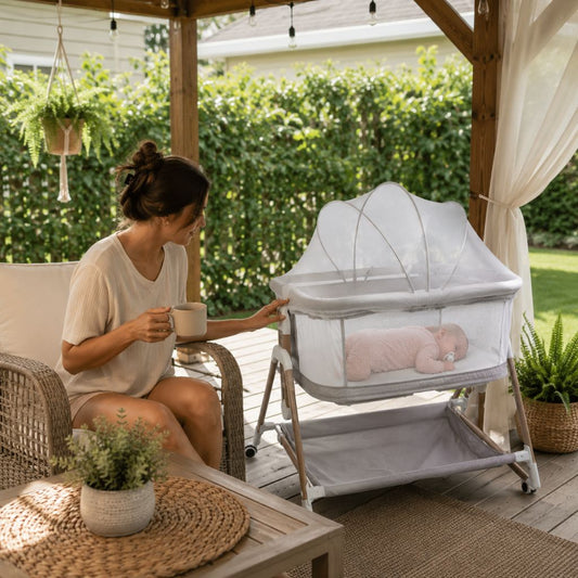 lit de bebe de voyage Élio gris se bascule doucement
