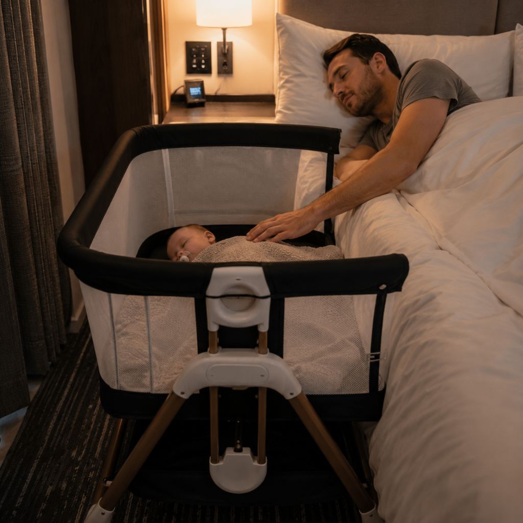 lit de bebe de voyage Élio noir côté abaissé