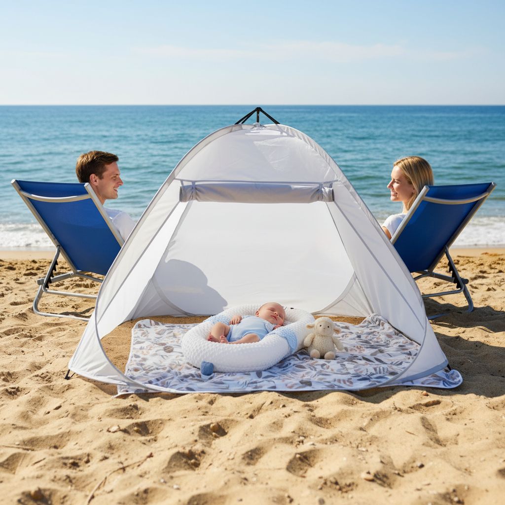 lit voyage bebe NestAway ours plage famille