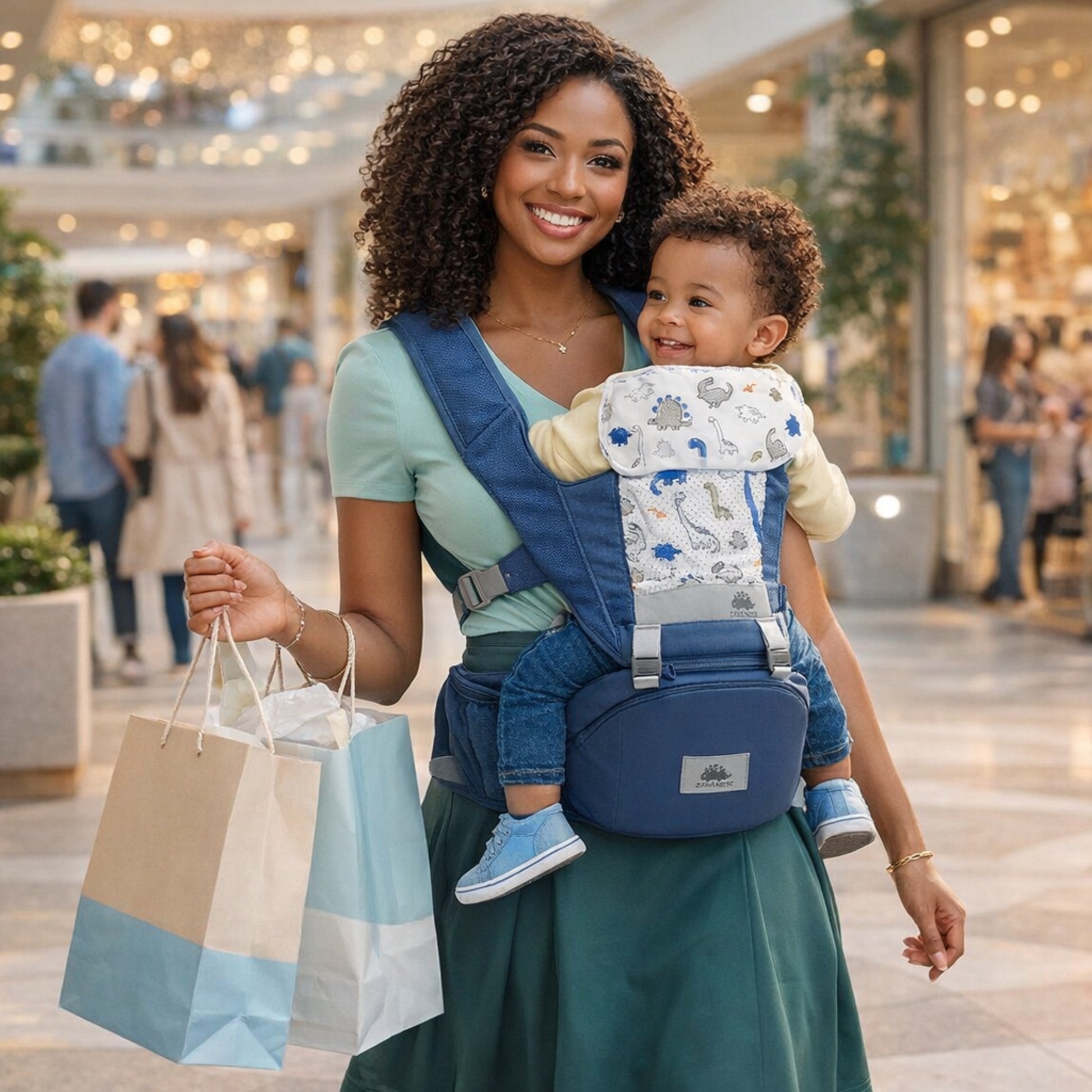 Pouvoir faire ses couses les mains libres et bébé heureux c'est génial avec notre porte bébé