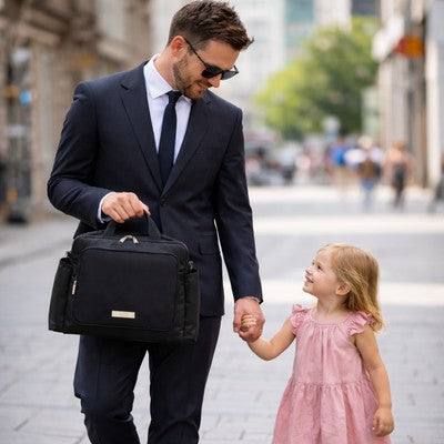 Notre sac a dos bebe en mode papa et fille promenade en ville