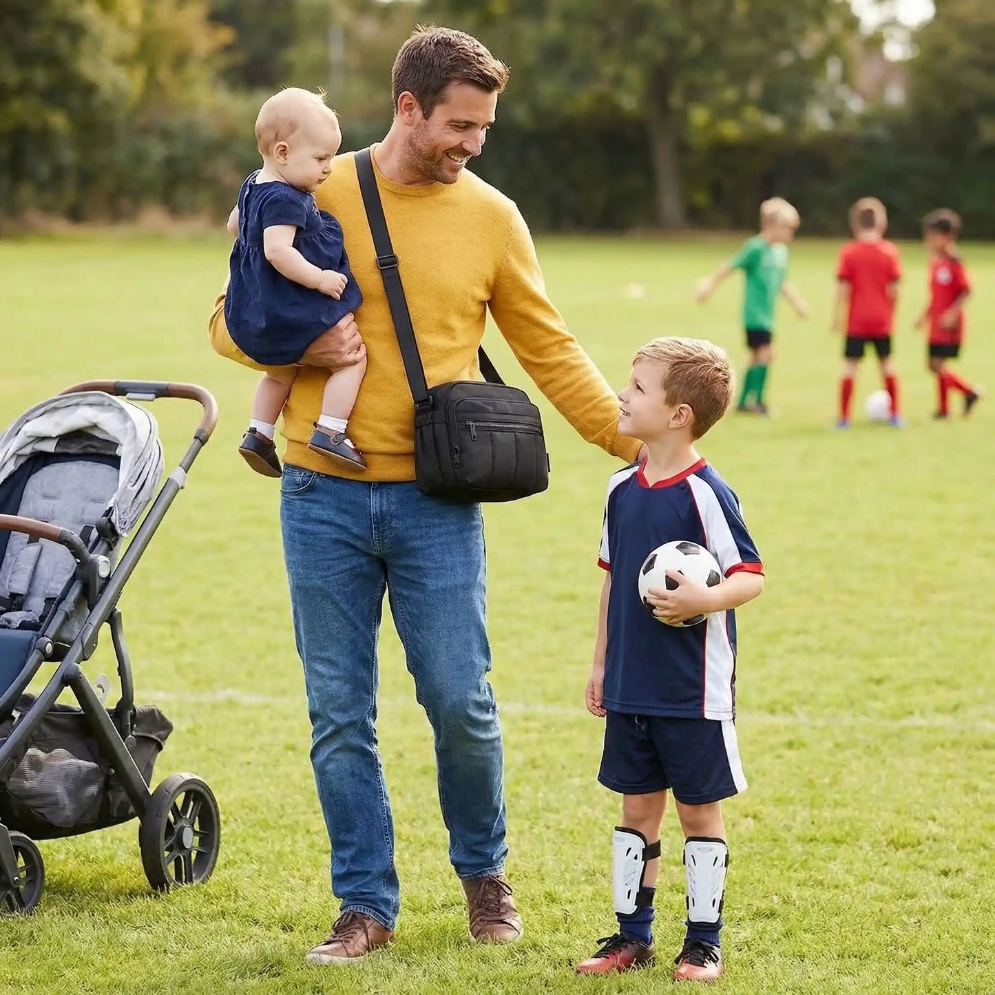 soccer avec petit sac a langer pour essentiels seulement