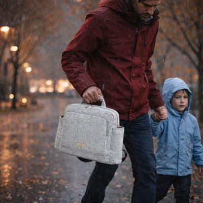 Malgré la pluie d'automne notre sac a dos bebe reste au sec