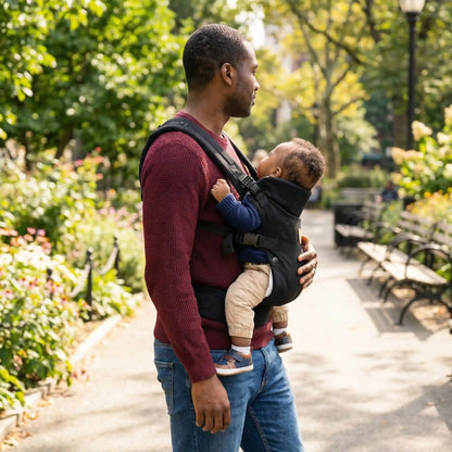 Belle promenade au parc avec porte bebe dorsaux 