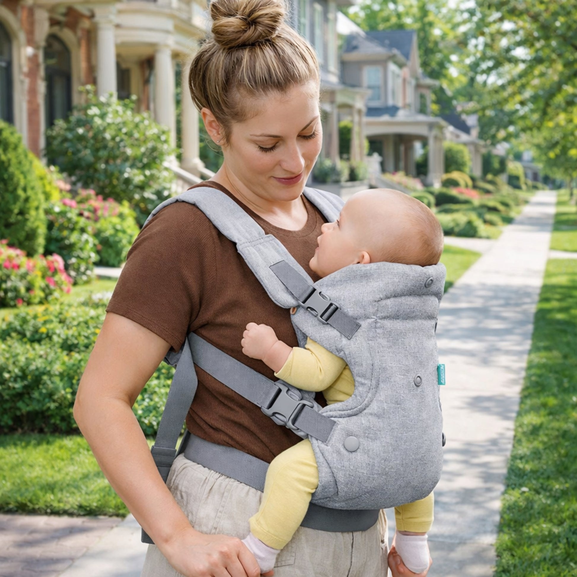 Porte bebe physiologique pour promenade de quartier