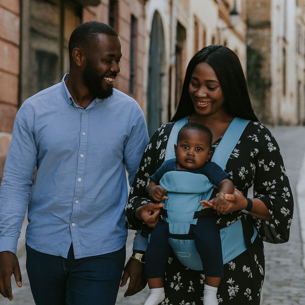 Les promenades en famille sont faciles avec le porte bebe confort +