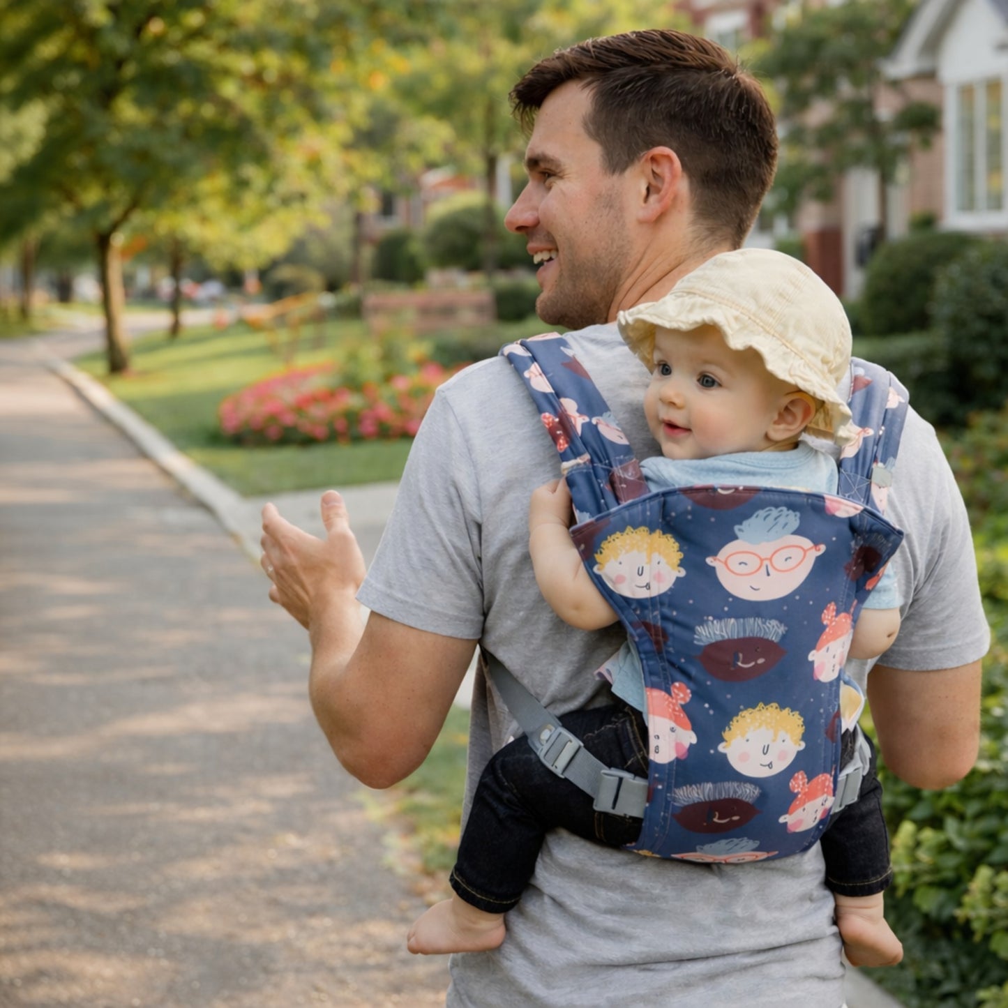 De belles promenades attendent votre trésor avec notre porte bebe