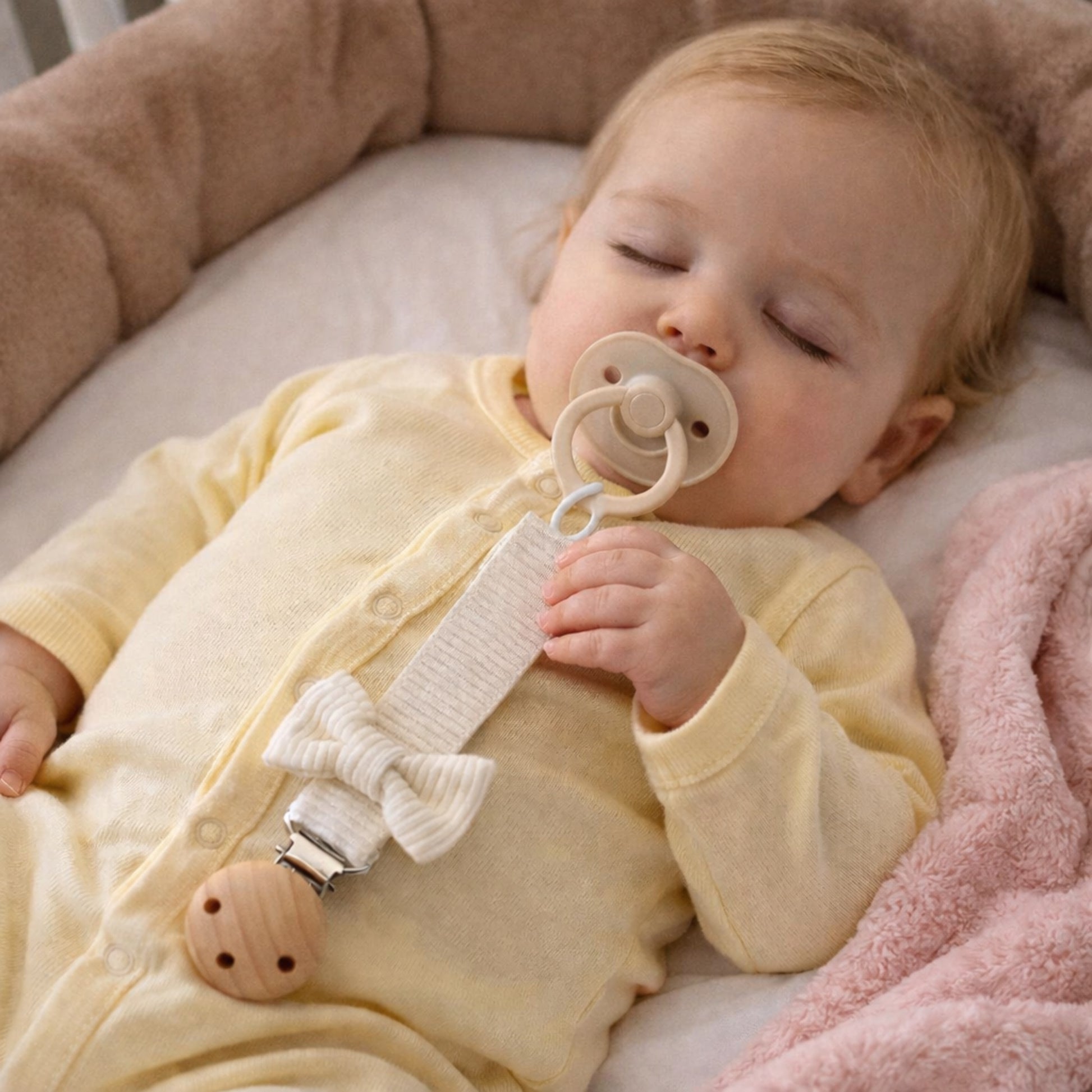 bébé reste paisible avec attache suce Lien d'Éveil 