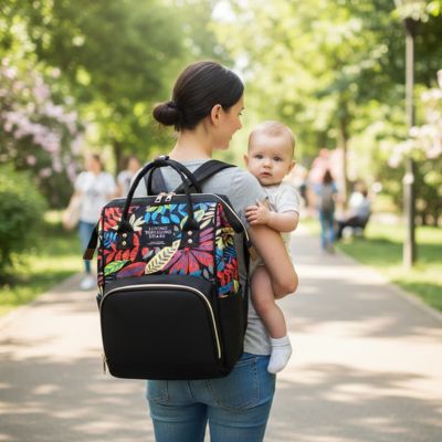 sac a dos a couche Élégance Florale  noir
